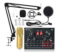 KOZWAY Miscelatore Audio Bundle Microfono condensatore, Kit Microfono con Scheda Audio in Diretta, Braccio a Forbice Sospensione Microfono Regolabile, interfaccia Audio DJ Mixer (Color : 5)