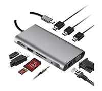 KOZWAY Miscelatore Video Adattatore USB 3.0 C HUB Tipo C 11 in 1 a VGA Compatibile con HDMI 4K (Color : 10 in 1 hub, Size : Z)