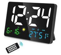 KOZWAY Stazione meteorologica Esterna, Orologio da Parete Digitale LED con Ampio Display, Sveglie for Camera da Letto con Stazione Meteo, USB, 11,5"