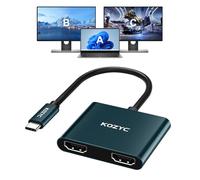 KOZYC Adattatore USB C a Dual HDMI 4K@60Hz, da tipo C a HDMI Splitter Extended Display compatibile con MacBook/MacBook Pro Air Dell XPS13/15, Samsung Galaxy S9/S9+ (Only on Windows Support MST), verde