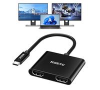 KOZYC Adattatore USB C a Dual HDMI 4K@60Hz, da tipo C a HDMI Splitter Extended Display compatibile con MacBook/MacBook Pro Air Dell XPS13/15, Samsung Galaxy S9/S9+ (Only on Windows Support MST), nero