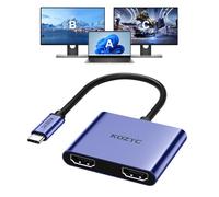 KOZYC Adattatore USB C a Dual HDMI 4K@60Hz, da tipo C a HDMI Splitter Extended Display compatibile con MacBook/MacBook Pro Air Dell XPS13/15, (Only on Windows Support MST), Dark Purple