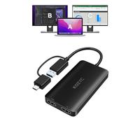 KOZYC USB 3.0 to HDMI Splitter Extended Display Dual Monitors, USB 3.0-A/C to Dual HDMI Adapter 4K@30Hz+1080p@60Hz Compatible with MacBook/MacBook Pro Air Dell (MST Support MacOS/Windows)