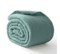 Kozyhvn Coperta in 100% mussola di cotone, grande, 127 x 177,8 cm, 6 strati, traspirante e leggera, coperta per divano, coperta in garza estiva per adulti per tutte le stagioni, color foglia di tè
