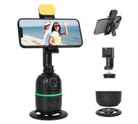 KozyOne Treppiede di tracciamento automatico del viso/corpo, nessuna applicazione richiesta, supporto del telefono di rotazione a 360° con luce di riempimento, supporto del telefono di monitoraggio