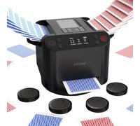 KPAW Shuffler automatico di carte e dealer - 1-2 mazzi supportano 12 giocatori, 4 telecomandi da disegno, giochi integrati, affare a 360°/180°, per poker, UNO, fase 10, skip-Bo, ramino (nero)