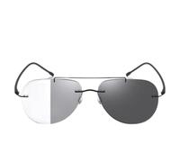 KPEGAXS Aviatore Occhiali Fotocromatici Occhiali da Sole Multifocali Lettura Eyeglasses HD Moda Occhiali da computer TR90 Metallico Senza Telaio(+3.5)