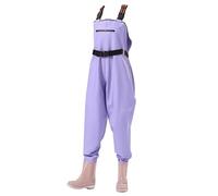 KPHYMOD Waders Pesca Stivali da Pesca da Donna, Stivali da Pesca Impermeabili, Stivali da Pesca Leggeri in PVC con Suola Esterna con Tacchetti E Fibbia Regolabile(Purple,41 EU)