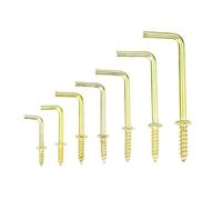 KPKPK Kit ganci quadrati piegati in ottone placcato - Gancio autofilettante for appendere - Ganci ad angolo retto a forma di L da 1/2" a 1-1/2"(2 ines 10pcs)
