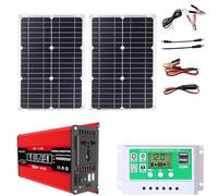 KPKPK Kit Pannello Solare off-Grid da 4000 W con Pannello Impermeabile da 50 W e Controller da 50 A for Camper, Barca, casa e Campeggio(Red)