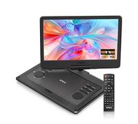 KPKUE Lettore DVD portatile da 15,6 pollici con schermo girevole da 13,3 pollici, lettore auto FHD portatile per bambini, 4 ore di supporto batteria ricaricabile scheda USB/SD, formati multipli di