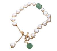 Kpop - Braccialetto di perle irregolari, alla moda, da donna, stile barocco, ciondolo in pietra naturale, bracciale portafortuna gioielli regalo di compleanno, design professionale