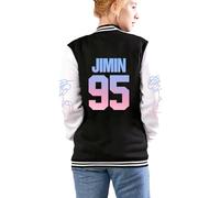 KPOP BTS - Giacca da baseball unisex con logo Bangtan Boys JIN SUGA JIMIN V, Donna Bambina Bambino, Jimin 95 Black, Small