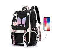 Kpop BTS School Backpack Merchandise, Features USB and Audio Cable Interface Breakers, Suitable for Students, BTS Laptop Backpacks and Casual Backpack