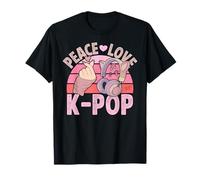 KPOP - Cuffie retrò KPOP Peace Love K-Pop Heart K Pop Girl Maglietta