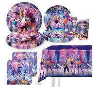 Kpop Dem_on - Set di 51 decorazioni per compleanno, Hun-trix stoviglie per compleanno, assortimenti, anime stoviglie da festa, piatto, tazza, tovaglioli di carta, tovaglie, decorazioni per feste