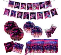Kpop Dem_on - Set di 52 pezzi per decorazione di compleanno, Saja Stoviglie di compleanno, assortimenti, stoviglie da festa, bandiere allegre, piatto, tazza, tovaglioli di carta, tovaglie, decorazioni