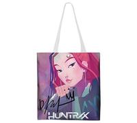 Kpop Demon Borsa in Tela Stampata Semplice e Creativa, Borsa a Tracolla Riutilizzabile, Shopper Bag, Tote Bag, per Fare Shopping, Viaggiare, Festeggiare, Regalo per Amanti del Kpop, 33 x 37 cm (E）