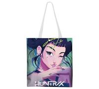 Kpop Demon Borsa in Tela Stampata Semplice e Creativa, Borsa a Tracolla Riutilizzabile, Shopper Bag, Tote Bag, per Fare Shopping, Viaggiare, Festeggiare, Regalo per Amanti del Kpop, 33 x 37 cm (I）