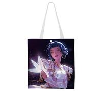 Kpop Demon Borsa in Tela Stampata Semplice e Creativa, Borsa a Tracolla Riutilizzabile, Tote Bag, Shopper Bag, per Fare Shopping, Viaggiare, Festeggiare, Regalo per Amanti del Kpop, 33 x 37 cm (S）