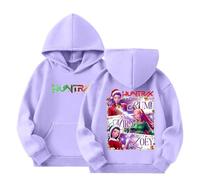 KPop Demon Felpa con cappuccio unisex per bambini, a maniche lunghe, con stampa anime Huntrix, a maniche lunghe, con cappuccio, casual, per le mezze stagioni, 04-Light Purple, 3-4 Jahre