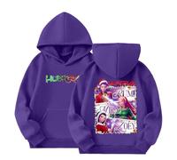 KPop Demon Felpa con cappuccio unisex per bambini, a maniche lunghe, con stampa anime Huntrix, a maniche lunghe, con cappuccio, casual, per le mezze stagioni, 04-Purple, 7-8 Jahre