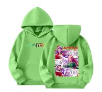 KPop Demon Felpa con cappuccio unisex per bambini, a maniche lunghe, con stampa anime Huntrix, a maniche lunghe, con cappuccio, casual, per le mezze stagioni, 04-Light Green, 7-8 Jahre