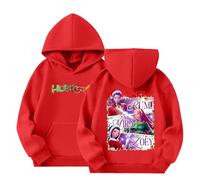 KPop Demon Felpa con cappuccio unisex per bambini, a maniche lunghe, con stampa anime Huntrix, a maniche lunghe, con cappuccio, casual, per le mezze stagioni, 04rosso, 11-12 Jahre