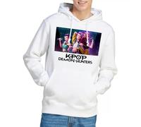KPOP Demon Hunters Felpa con Cappuccio Unisex KPOP Demon Hunters Huntrix Group Singing, con Cappuccio, Bianca, Bianco, XXL