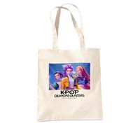 Kpop Demon Hunters Heroic Huntrix Grocery Travel Reusable Tote Bag, Natural
