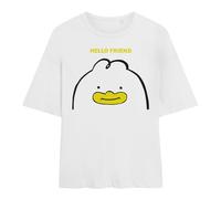KPOP Demon Hunters Maglietta da Donna KPOP Demon Hunters Hello Friend Derpy Letter Oversize, Bianco, M