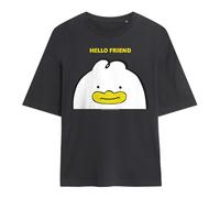 KPOP Demon Hunters Maglietta da Donna KPOP Demon Hunters Hello Friend Derpy Letter Oversize, Carbone Scuro., XXL