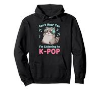 KPOP Non riesco a sentirti, STO ascoltando K-Pop Raccoon Felpa con Cappuccio