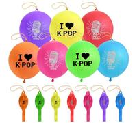 KPOP - Palloncini perforatori da 20 pezzi, con scritta "I Love K-POP & Time to Shine", resistenti, per fan del K-Pop, decorazioni di compleanno con manico in gomma