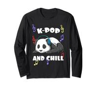 KPOP Panda K Pop And Chill Musica Coreana Anime Maglia a Manica