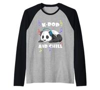 KPOP Panda K Pop And Chill Musica Coreana Anime Maglia con Maniche Raglan