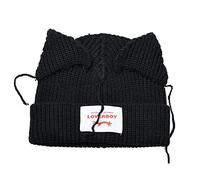 Kpop Stray Kids Beanie Hat Cat Ear Hat Hyunjin Felix Bangchan Hat Berretti lavorati a maglia SKZ Copricapo/926 (Color : Cat Ear Beanie Hatblack, Size : Medium)