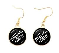 Kpop Stray Kids Glass Dome Cabochon Orecchini a goccia Kpop Moda Gioielli Accessori per K-POP Regali Studenti Orecchini Hipster Argento
