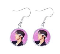 KPOP Stray Kids Orecchini pendenti con gemme di cristallo combinate gioielli per fan regali di moda orecchini in argento 25, vetro peridoto creato
