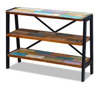 KPOTUERTU Credenza in legno anticato con 3 ripiani e struttura in acciaio | Legno massiccio anticato, telaio in acciaio, legno riciclato, teak, legno di acacia o mango, fatto a mano, look vintage retrò