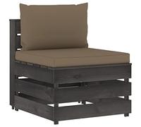 KPOUTRFG Divano centrale modulare in legno di pino impregnato grigio, come parte di un set lounge o da solo, combinato con tavolino o poggiapiedi.