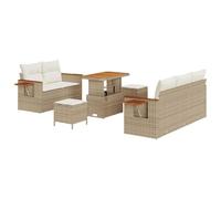 KPOUTRFG Divano da giardino in polyrattan, 8 posti, beige, con cuscini, per terrazza, 8 cuscini beige** Questo set di divani da giardino da 8 pezzi beige crema offre molto spazio per stare in