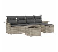 KPOUTRFG Ecco un titolo ottimizzato in tedesco che soddisfa tutte le specifiche: set di divani da giardino con cuscino, 6 pezzi, grigio chiaro, set di divani da giardino in polyrattan a 6 posti