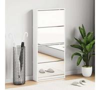 KPOUTRFG Scarpiera con 4 scomparti, specchio bianco, 63 x 17 x 134 cm | 4 scomparti pieghevoli, ognuno da 3 a 4 paia di scarpe, montaggio a parete, corridoio, ingresso, materiale robusto