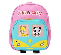 KPOYTWRDN Zaino per Asilo con Stampa Animale, Cartoon Backpack per Bambini, Borsa Libri Leggera in Oxford con Cinghie Regolabili, Zaino Scuola Elementare per Ragazzi e Bambine dai 3 ai 6 Ann (Rosa)