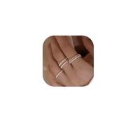 Kprusoian Anelli di perle da donna, anello vintage regolabile con perle sottili, alla moda, anelli estensibili e impilabili con perline semplici, carini, anelli di falange, set di anelli, Perla