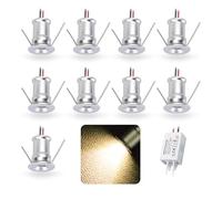 kpslucerna 9pz Mini Faretto LED 12V 1W, IP65 Impermeabile Spot Faretti Piccoli Da Incasso 220V, 15mm Spotlight Punto Luce Per Cartongesso Parete Scale Interne Vetrinetta Corridoi(Argento Caldo 30°)