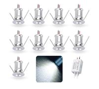kpslucerna 9pz Mini Faretto LED 12V 1W, IP65 Impermeabile Spot Faretti Piccoli Da Incasso 220V, 15mm Spotlight Punto Luce Per Cartongesso Parete Scale Interne Vetrinetta Corridoi(Argento Freddo 30°)