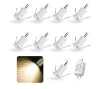 kpslucerna 9pz Mini Faretto LED 12V 1W, IP65 Impermeabile Spot Faretti Piccoli Da Incasso 220V, 15mm Spotlight Punto Luce Per Cartongesso Parete Scale Interne Vetrinetta Corridoi(Bianco Caldo 30°)