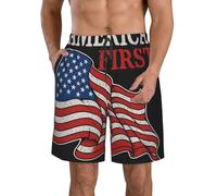 KPXXAQT America First Print Pantaloncini da spiaggia funzionali ad asciugatura rapida Elegante Costume da bagno comodo vacanze estive, bianco, L